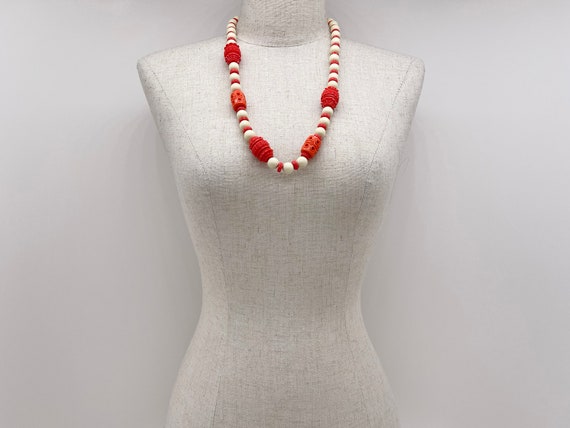 Vintage Mid-Century 50s Creme & Coral Celluliod B… - image 3