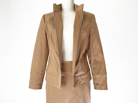 Vintage 90s Bloomingdales Brown Skirt & Jacket //… - image 2