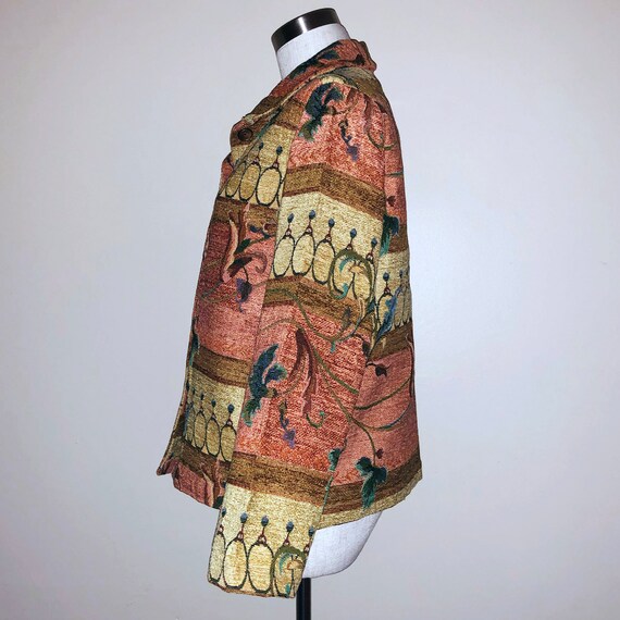 Vintage Coral & Gold 80s Tapestry Jacket - image 5