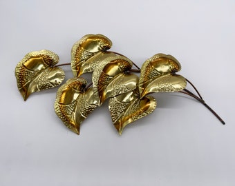 Vintage Gold-Brass Leaves Brance Plant wall Decor Decoration MCM Midcentury