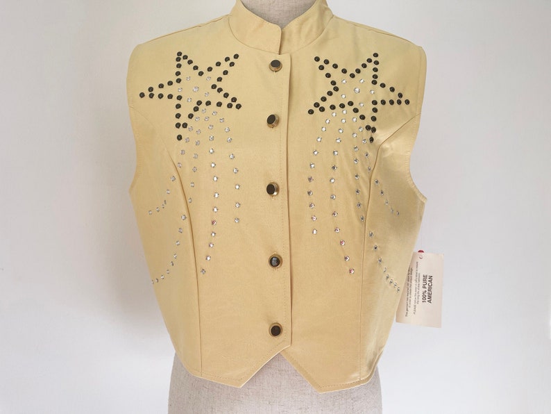 Vintage Western Rodeo Show Vest Rhinestone Shooting Stars-Deadstock