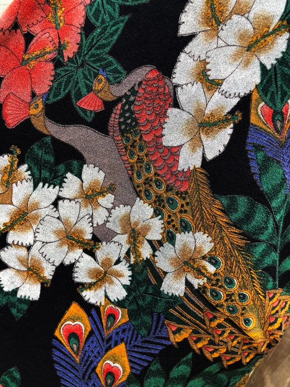 Vintage 1980s Slinky Floral Peacock Tunic - image 7