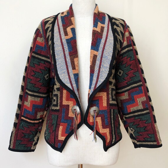 Vintage Southwestern Kokopelli Knit Tapestry Jack… - image 3