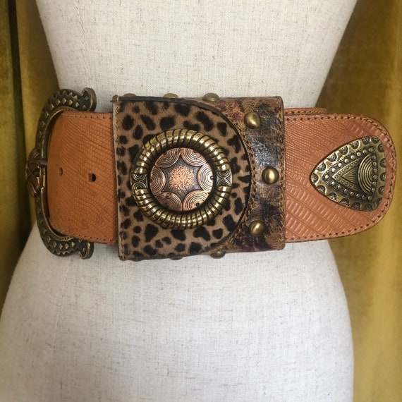 Vintage Oversized 80s Leopard Statement Belt