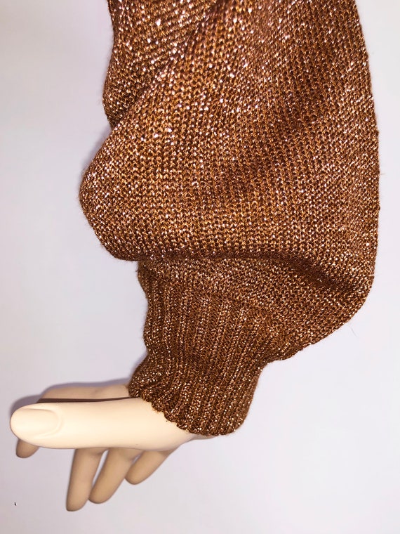 Vintage 1970s Wenjilli Lurex Metallic Knit Copper… - image 4