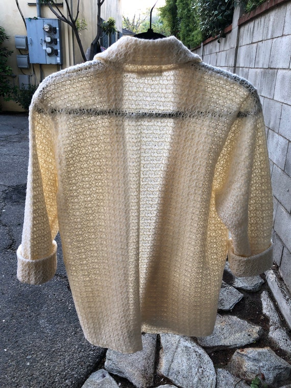 Vintage 1940s Cream Knit woven wool coat - image 5