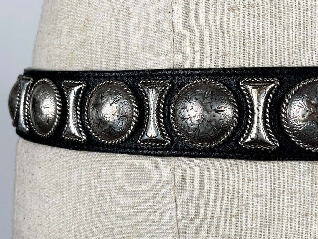 Vintage Western TONY LAMA Concho Belt // 90s Silver Conchos