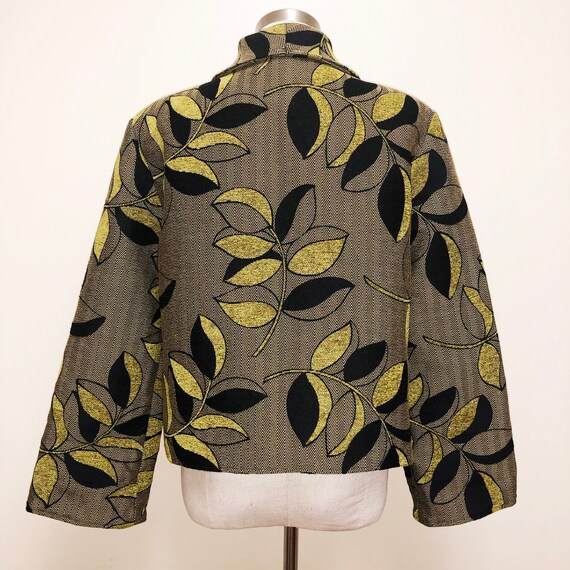 VINTAGE Black & Green Leaves 80s Tapestry Jacket - image 6