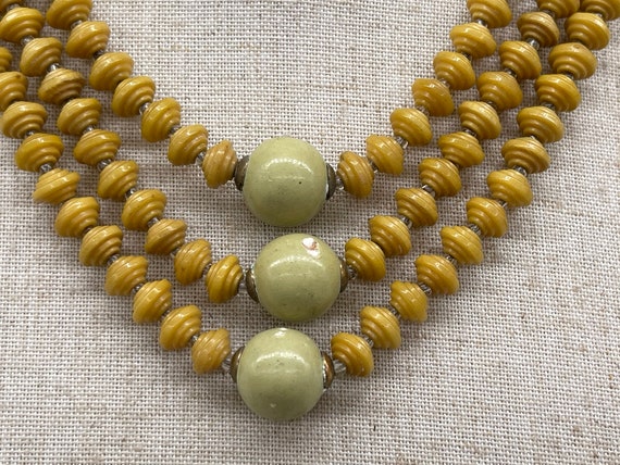 Vintage 3-strand Wooden Bead Necklace // Retro Mi… - image 2