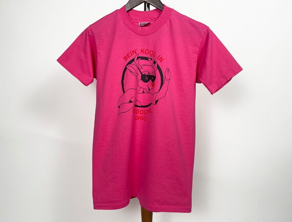Vintage 80s Pink Rudolph Ohio t-shirt // Single S… - image 7