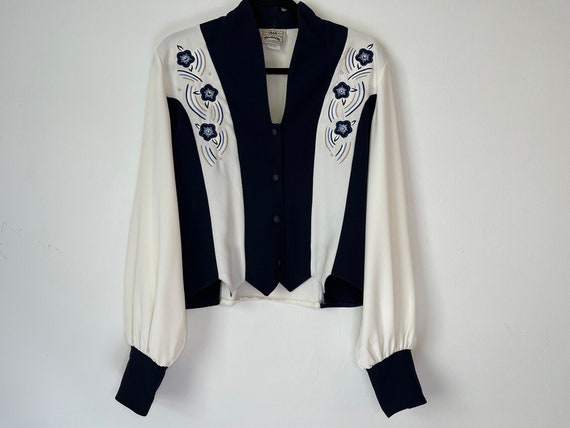 Navy & White Womens Vintage Western Shirt Ranch We