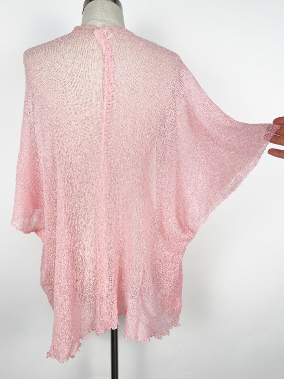 Vintage 90s Y2K Sheer Baby Pink Kimono Cover-Up /… - image 6