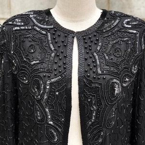 Black Sequin Silk Vintage Jacket image 1