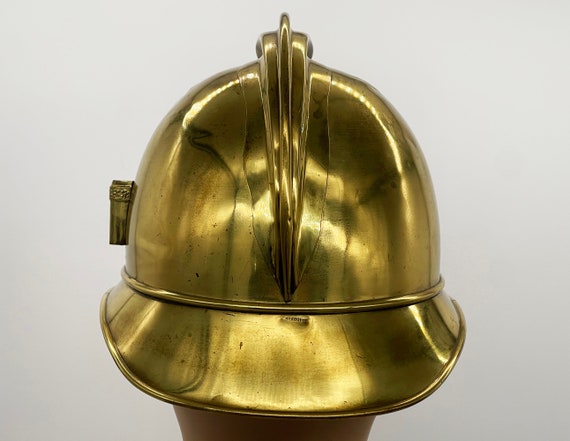 Antique French Fireman's Helmet-Brass Vintage Met… - image 7