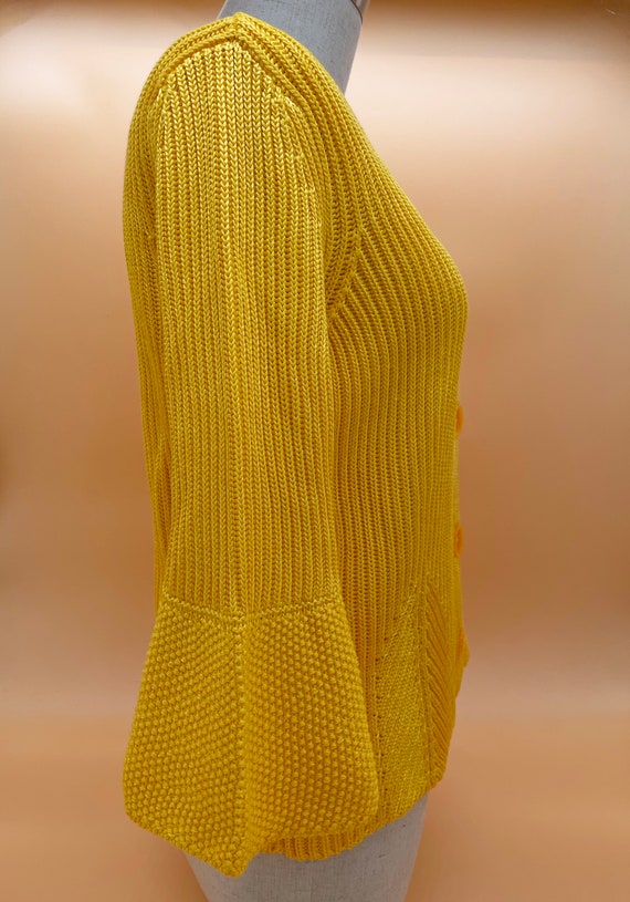 Vintage Yellow Crochet Sweater Bell Sleeves // Re… - image 6