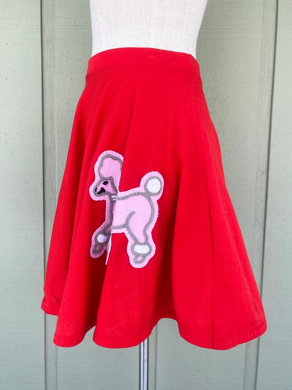 Vintage 80s does 50s Red Poodle Mini Skirt Minisk… - image 6