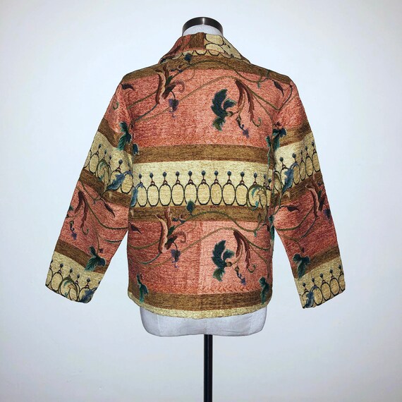 Vintage Coral & Gold 80s Tapestry Jacket - image 2