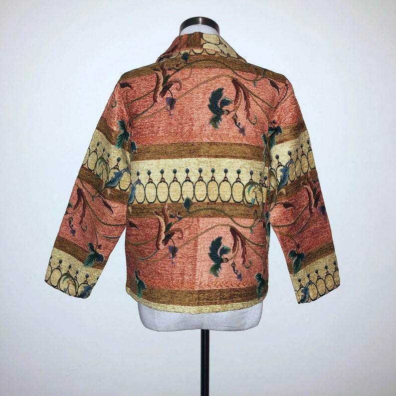 Vintage Coral & Gold 80s Tapestry Jacket image 2