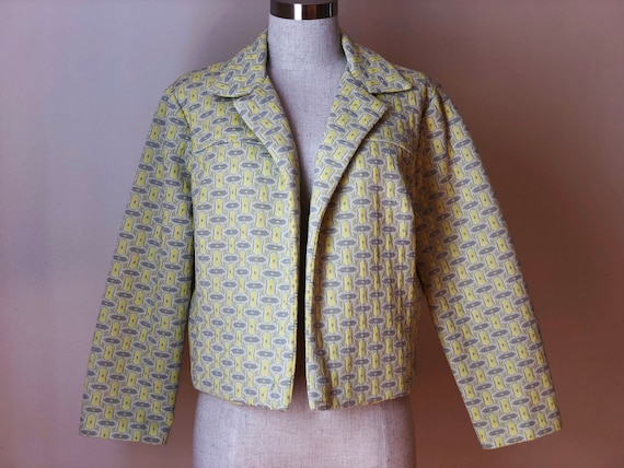 Vintage Yellow and Gray Geometric Mod Cropped Jack