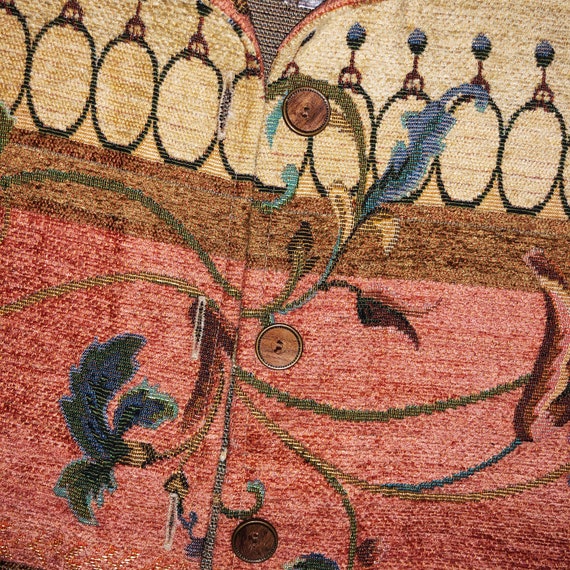 Vintage Coral & Gold 80s Tapestry Jacket - image 3