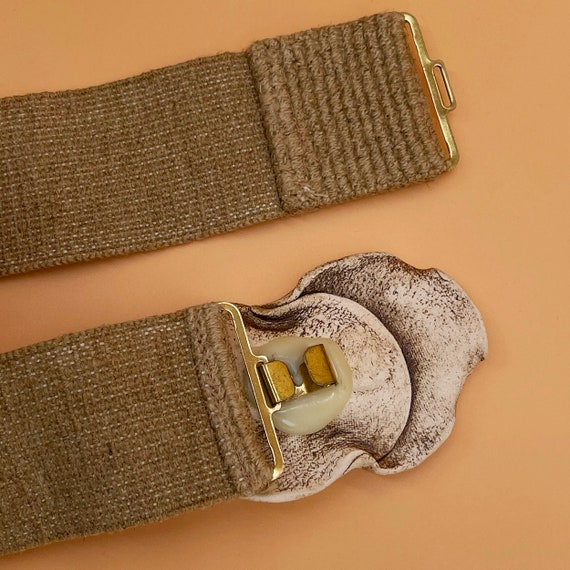 Vintage Tan-Beige Belt Ceramic Buckle // Retro 80… - image 3