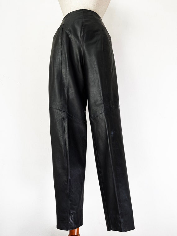 Vintage 80s Womens Black Leather Pants // Retro 19