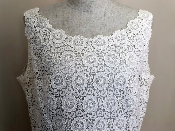 Vintage 1940s White Floral Lace Blouse Top