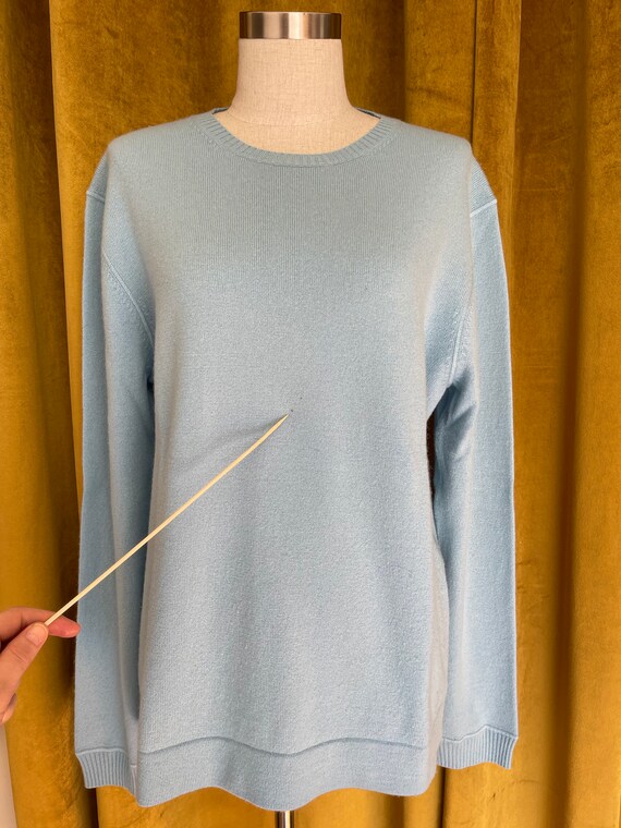 90s Vintage Eggshell Blue THEORY Cashmere Sweater  RETRO 1990s pastel knit