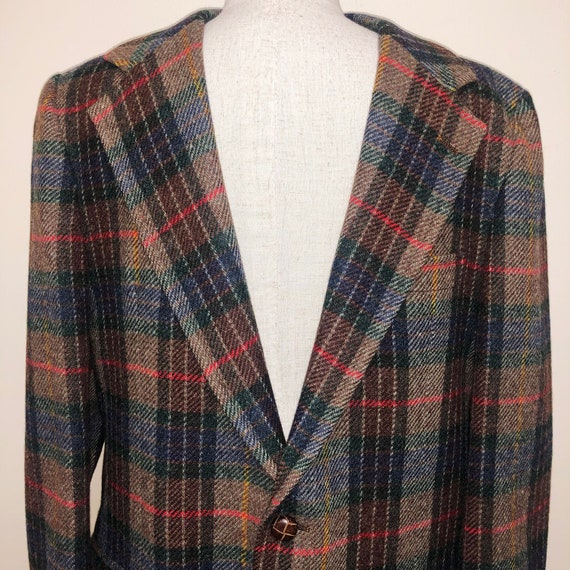 Oversized Vintage 70s Plaid Wool Blazer Jacket