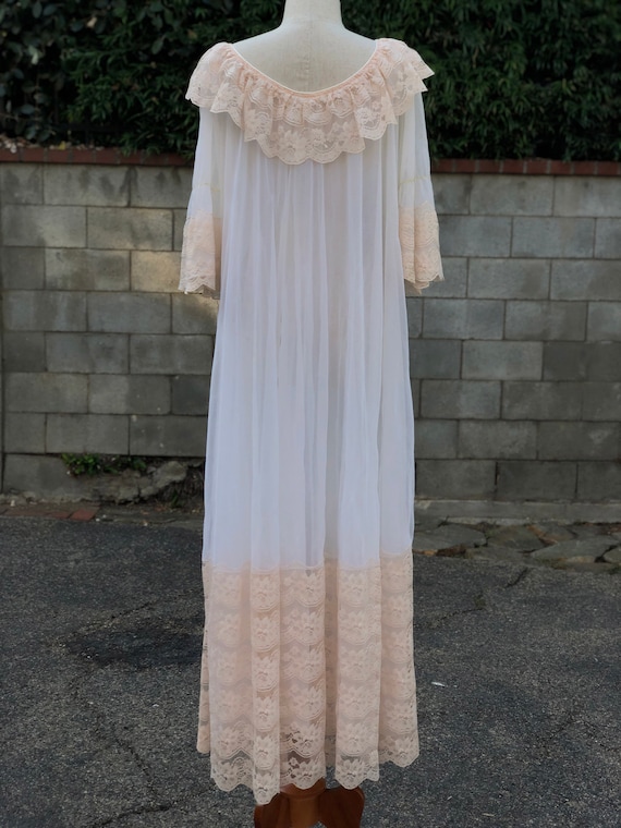 Vintage White & Peach lace Nightgown Maxi Dress - image 7