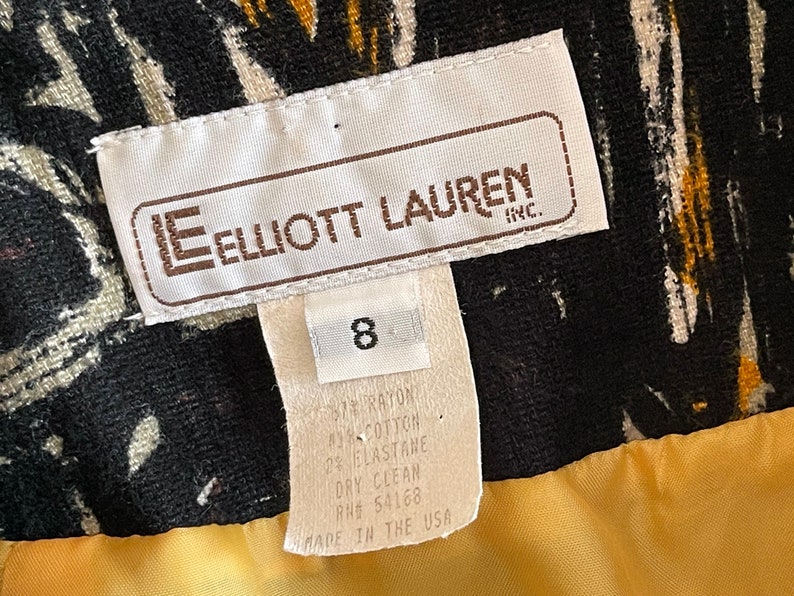 Vintage 60s Black /& Yellow Cropped Jacket 1960s Retro Buttons Elliott Lauren