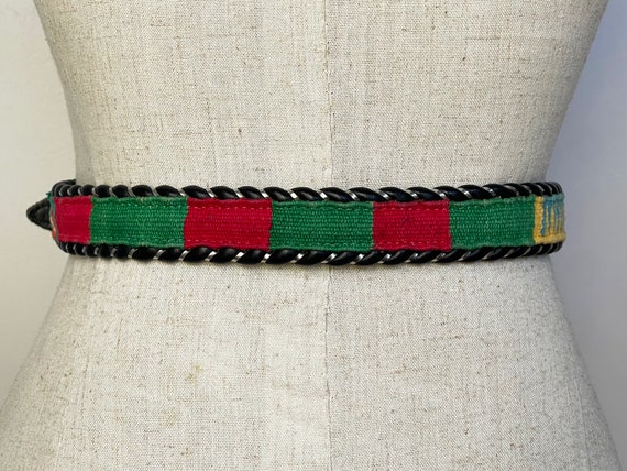 Vintage Southwestern Tapestry Belt Leather with S… - image 4