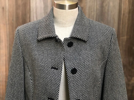 Vintage Black & White woven checkered Jacket with… - image 1