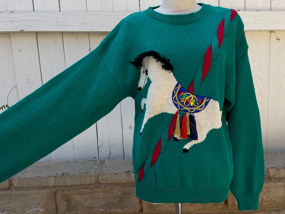 Vintage Novelty Carousel Pony Sweater // Retro Ho… - image 4