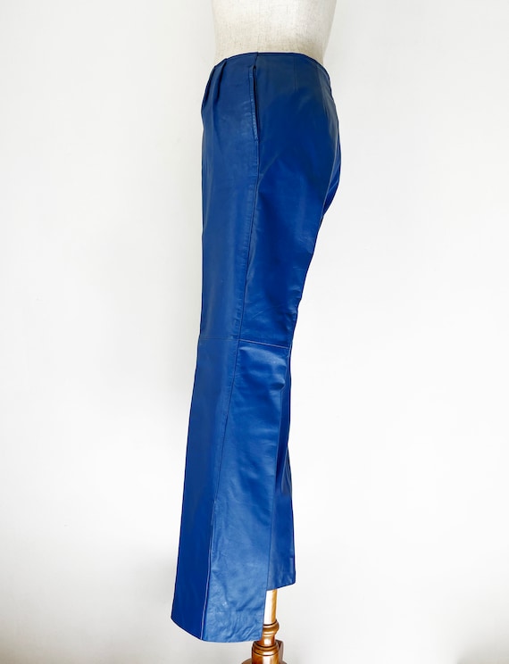 Vintage 80s Primary Blue Leather Pants // Retro 1… - image 4