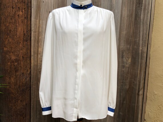 white satin blouse with collar