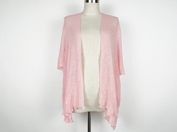 Vintage 90s Y2K Sheer Baby Pink Kimono Cover-Up /… - image 1