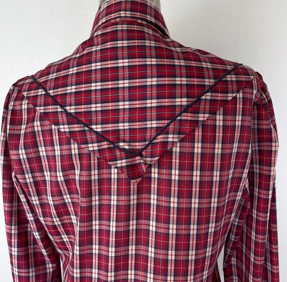 Vintage Western Red Plaid Snap Shirt Kenny Rogers… - image 5