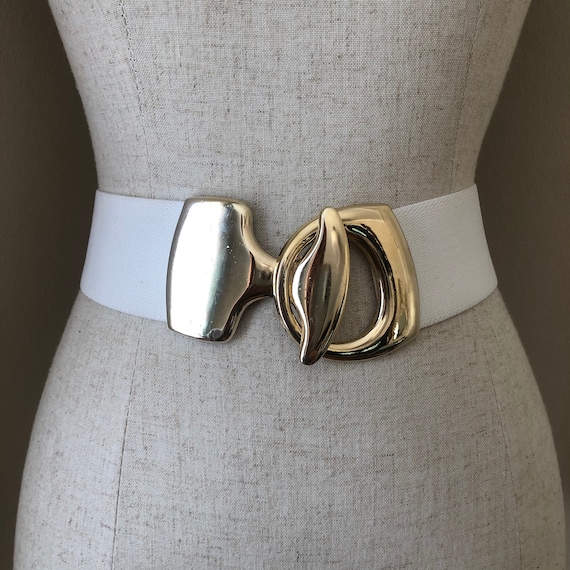 Vintage White & Gold 80s Statement Belt