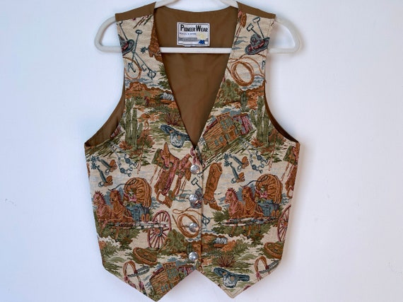 Vintage Pioneer Wear Western Tapestry Vest