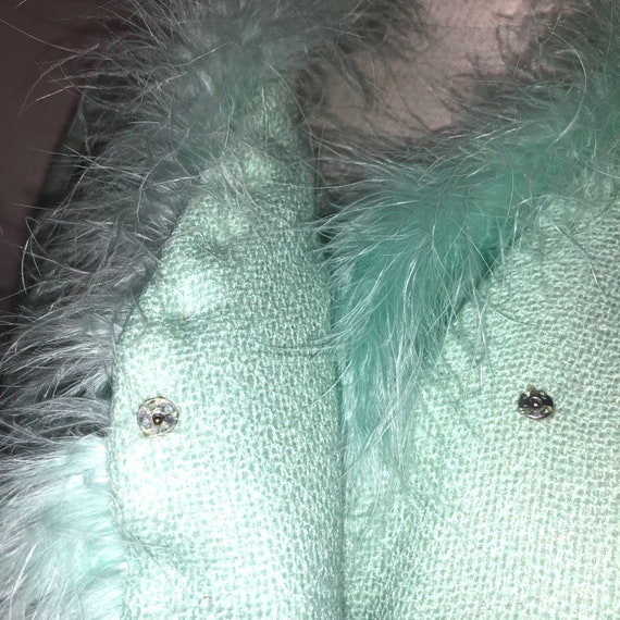 Vintage Seafoam Green Cashmere & Marabou feather … - image 2