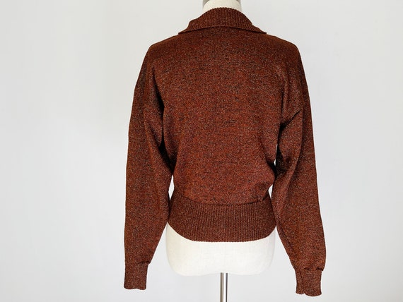 Vintage Copper Lurex Sweater // Retro 80s 1980s M… - image 5