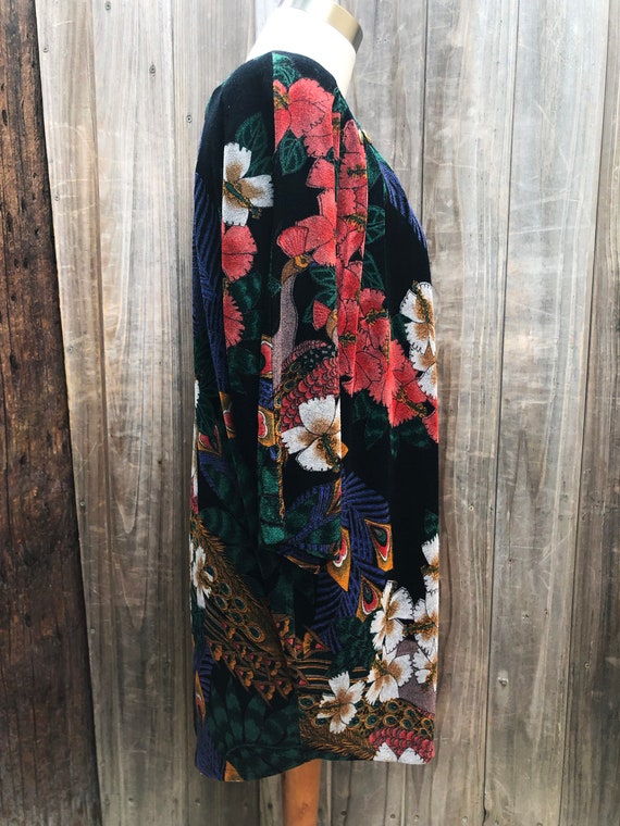 Vintage 1980s Slinky Floral Peacock Tunic - image 3