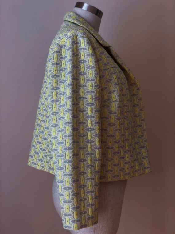 Vintage Yellow and Gray Geometric Mod Cropped Jacket Gem
