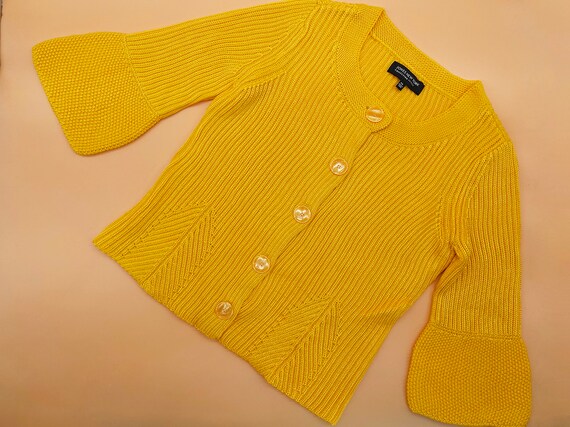 Vintage Yellow Crochet Sweater Bell Sleeves // Re… - image 3