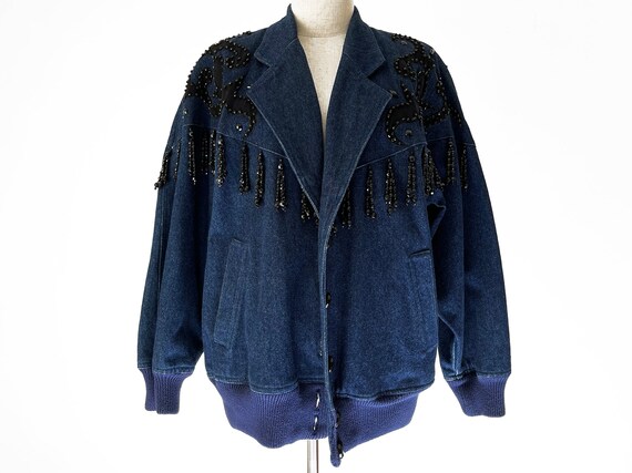 vintage 80s western denim bomber jacket // retro … - image 2