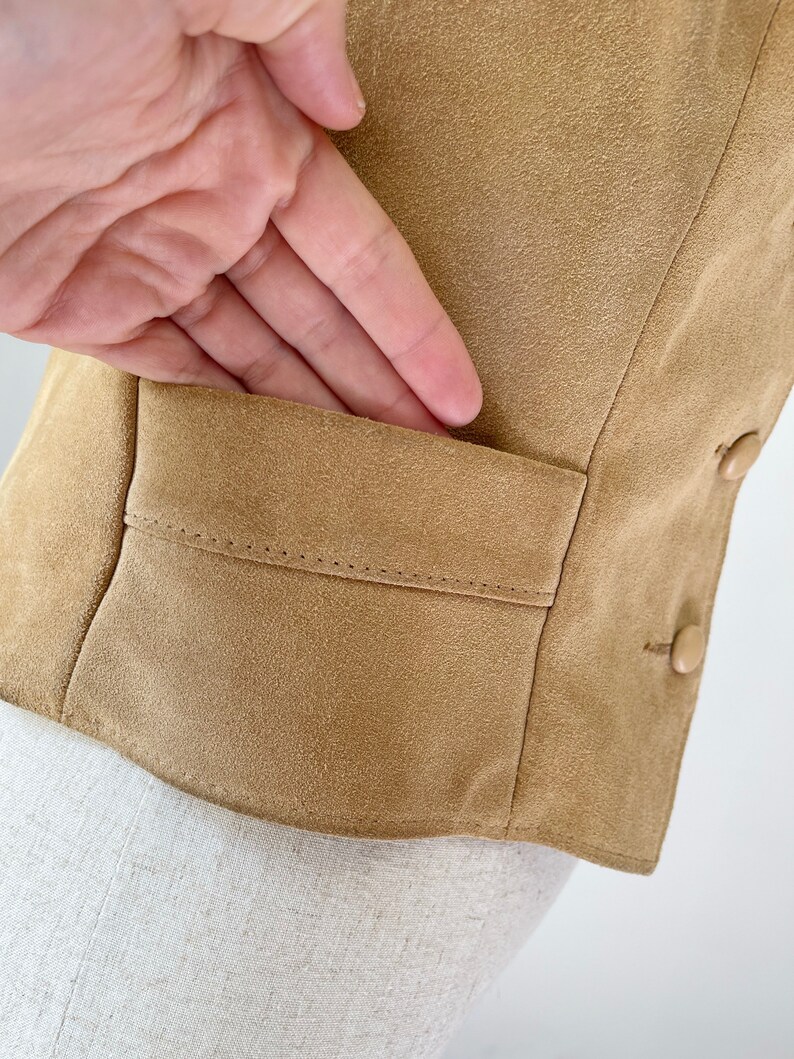 Vintage 1970s Western Suede Leather Vest With Ruffles Retro 70s Cowgirl Pioneer Wear