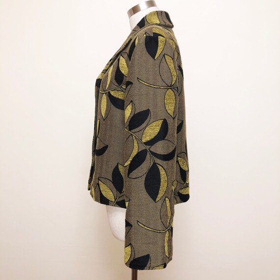 VINTAGE Black & Green Leaves 80s Tapestry Jacket - image 5