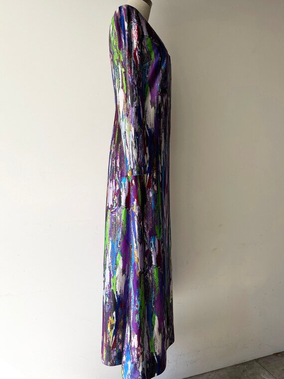 Vintage 1970s psychedelic Maxi Dress Liquid Abstr… - image 5