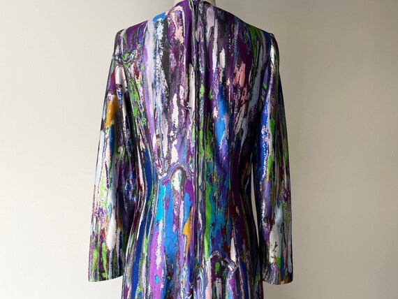 Vintage 1970s psychedelic Maxi Dress Liquid Abstr… - image 6